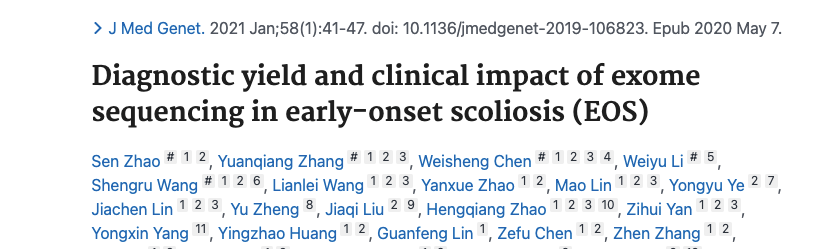Read more about the article Diagnostic yield and clinical impact of exome sequencing in early-onset scoliosis (EOS).